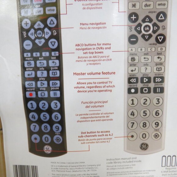 GE Big Button Universal Remote 2 Pack Remote Controls #10849 NIB NOS - Picture 4 of 7